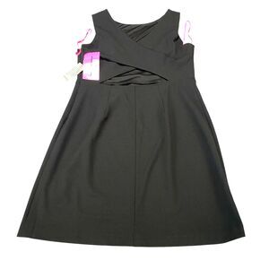 Betsey Johnson Scuba Crepe Midi Dress Women 14 Black Stretch Back Cutout FK01K43